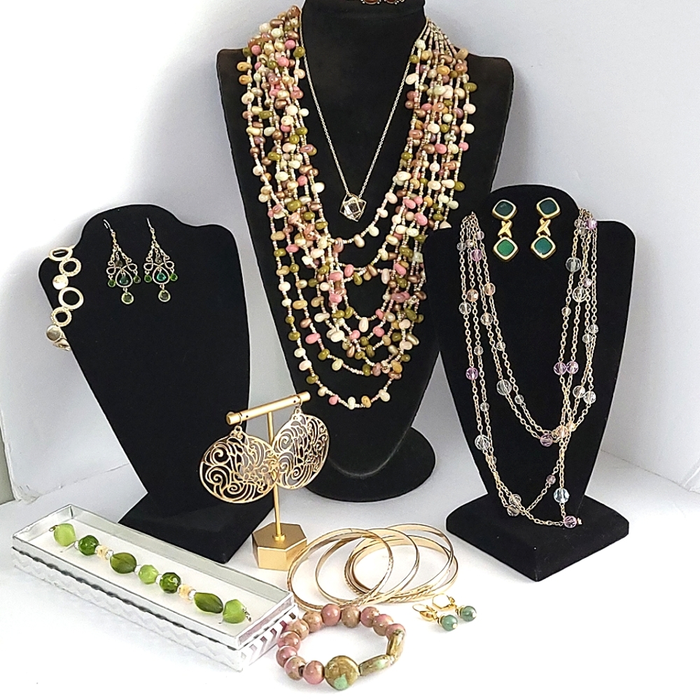 Curated Jewelry Lot - Meant for Layering.  Necklaces, Bracelets & Earrings